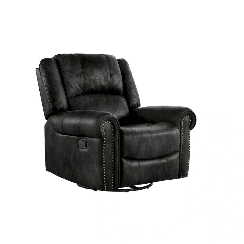 Fauteuil inclinable, pivotant et coulissant Monroe en microfibre polie avec clous décoratifs par iNSPIRE Q Classic
