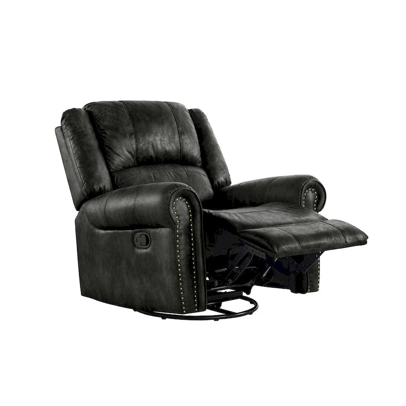 Fauteuil inclinable, pivotant et coulissant Monroe en microfibre polie avec clous décoratifs par iNSPIRE Q Classic