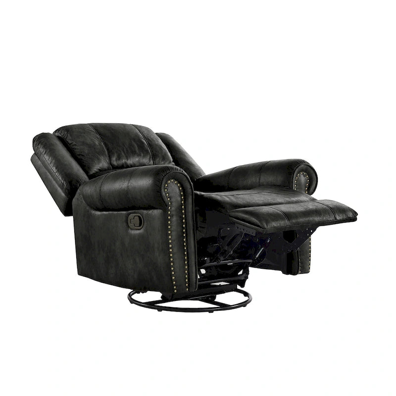 Fauteuil inclinable, pivotant et coulissant Monroe en microfibre polie avec clous décoratifs par iNSPIRE Q Classic