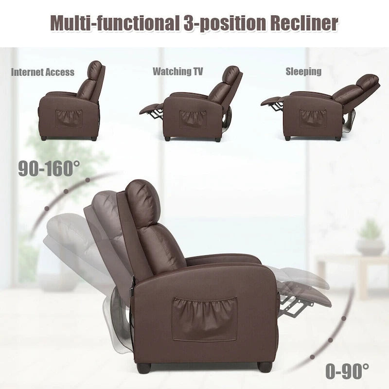 Fauteuil inclinable de massage Gymax, canapé simple, siège rembourré avec repose-pieds