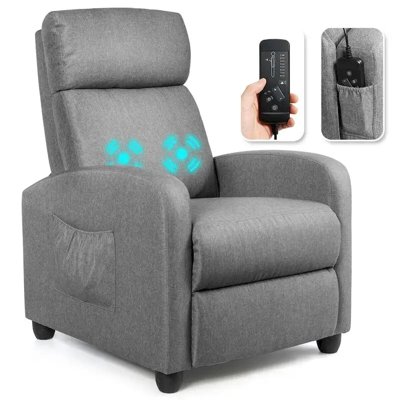 Fauteuil inclinable de massage Gymax, canapé simple, siège rembourré avec repose-pieds