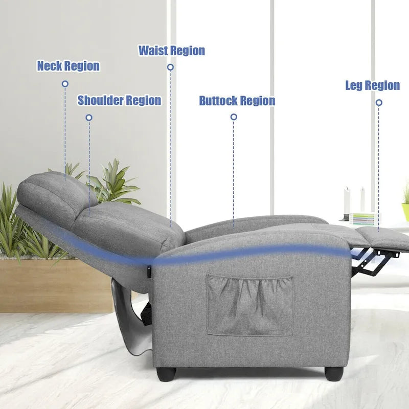Fauteuil inclinable de massage Gymax, canapé simple, siège rembourré avec repose-pieds