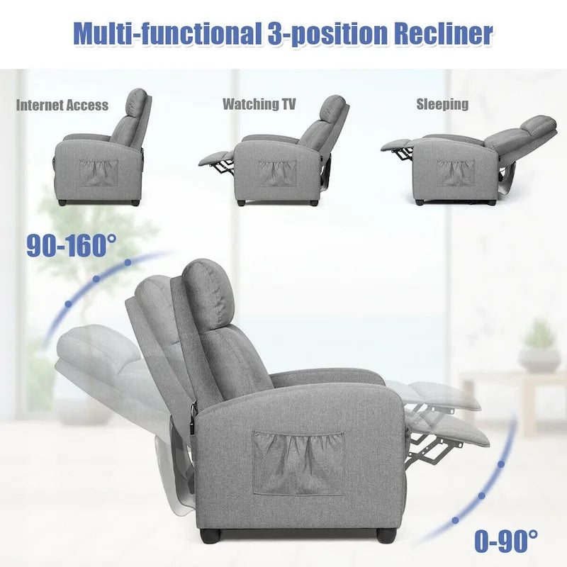 Fauteuil inclinable de massage Gymax, canapé simple, siège rembourré avec repose-pieds
