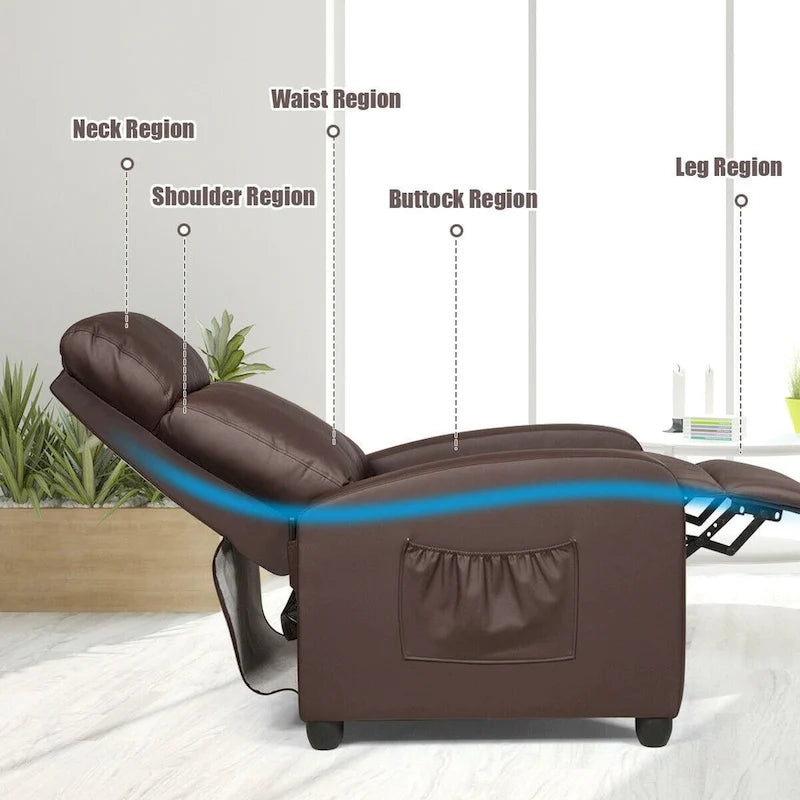 Fauteuil inclinable de massage Gymax, canapé simple, siège rembourré avec repose-pieds