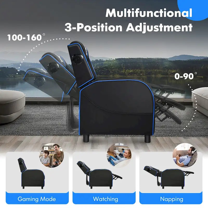 Fauteuil de relaxation Gymax de jeu et de massage, en cuir PU