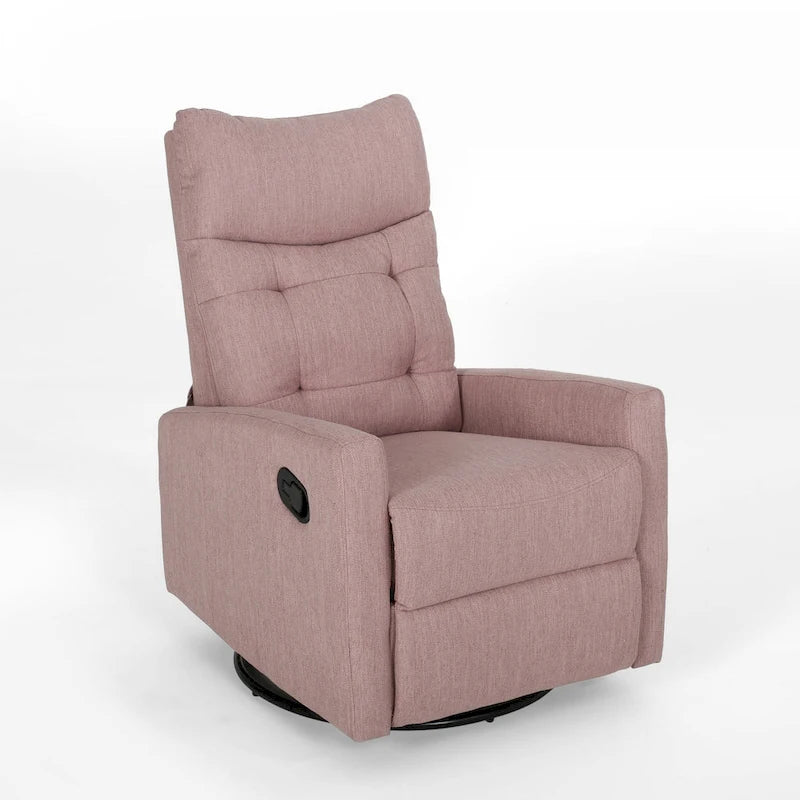 Fauteuil inclinable planeur à bascule avec fonction pivotante, tissu capitonné rose poudré