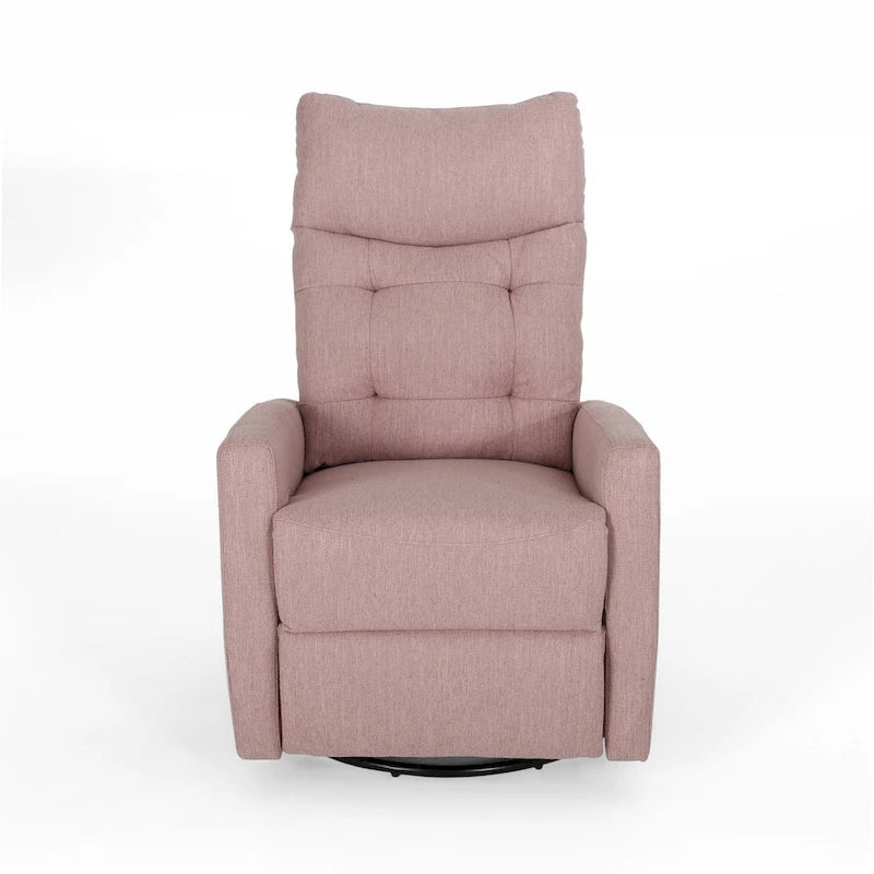 Fauteuil inclinable planeur à bascule avec fonction pivotante, tissu capitonné rose poudré