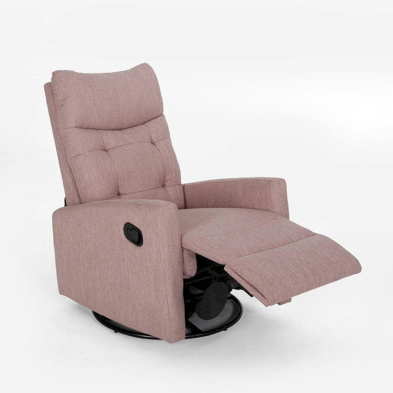 Fauteuil inclinable planeur à bascule avec fonction pivotante, tissu capitonné rose poudré