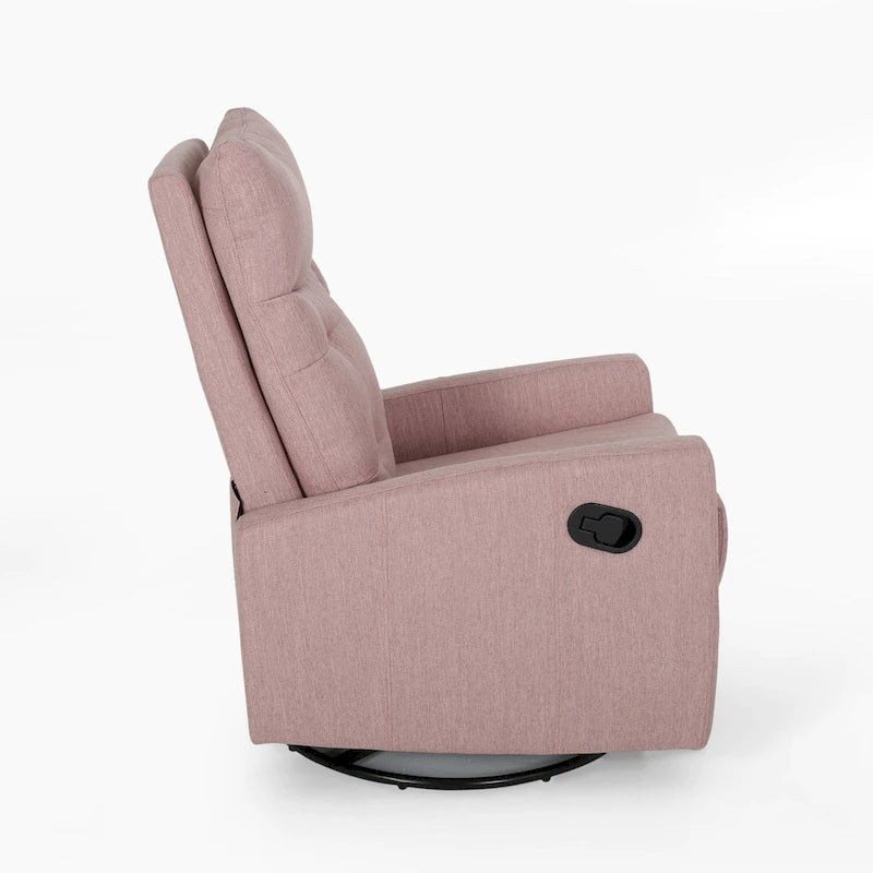 Fauteuil inclinable planeur à bascule avec fonction pivotante, tissu capitonné rose poudré