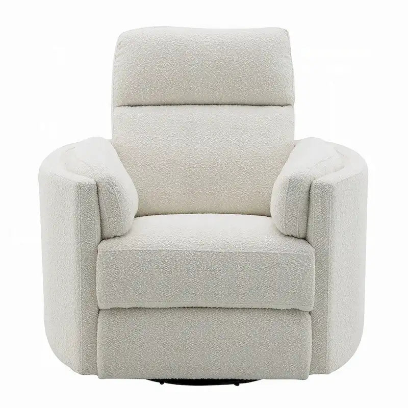 Fauteuil inclinable pivotant Siri, bouclé beige moelleux, coussin doux