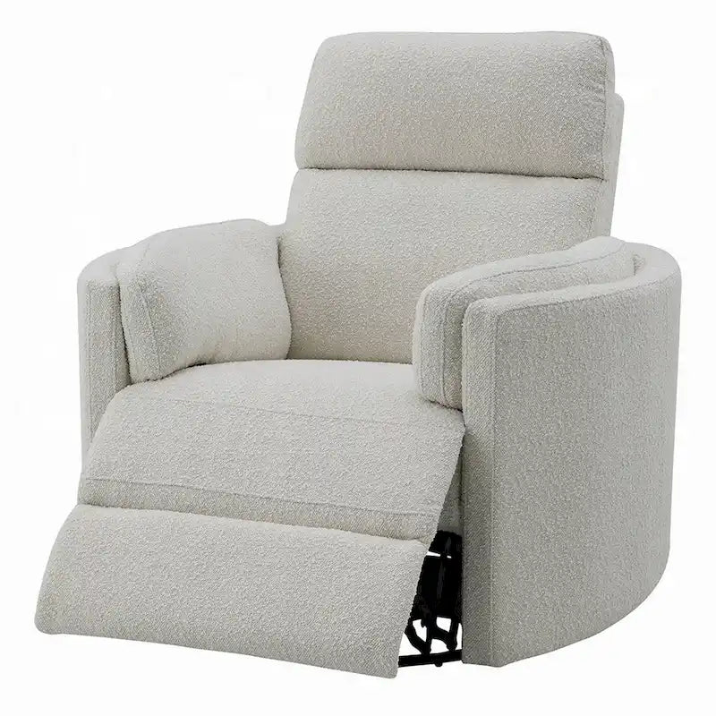Fauteuil inclinable pivotant Siri, bouclé beige moelleux, coussin doux
