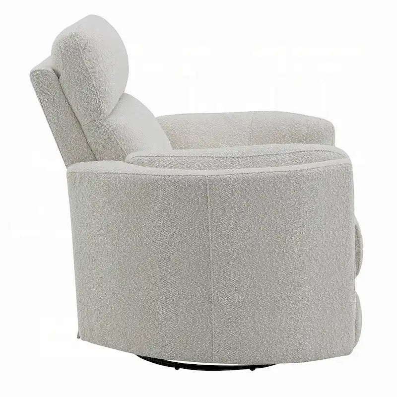 Fauteuil inclinable pivotant Siri, bouclé beige moelleux, coussin doux