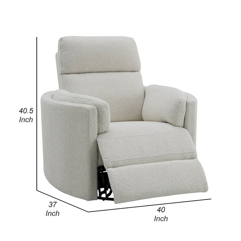 Fauteuil inclinable pivotant Siri, bouclé beige moelleux, coussin doux