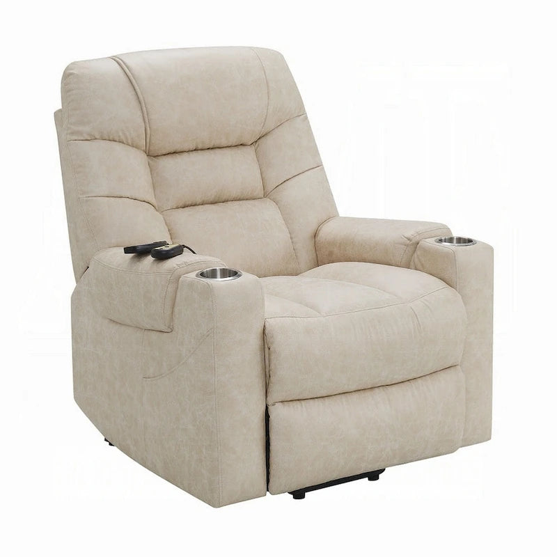 Fauteuil releveur inclinable Aira avec fonction de massage chauffant, en similicuir gris
