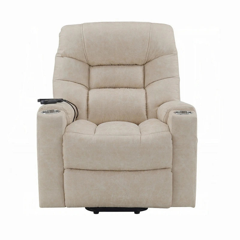 Fauteuil releveur inclinable Aira avec fonction de massage chauffant, en similicuir gris