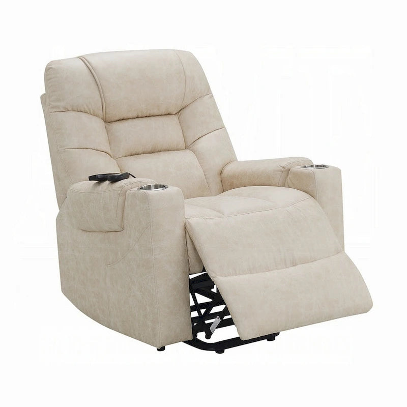 Fauteuil releveur inclinable Aira avec fonction de massage chauffant, en similicuir gris