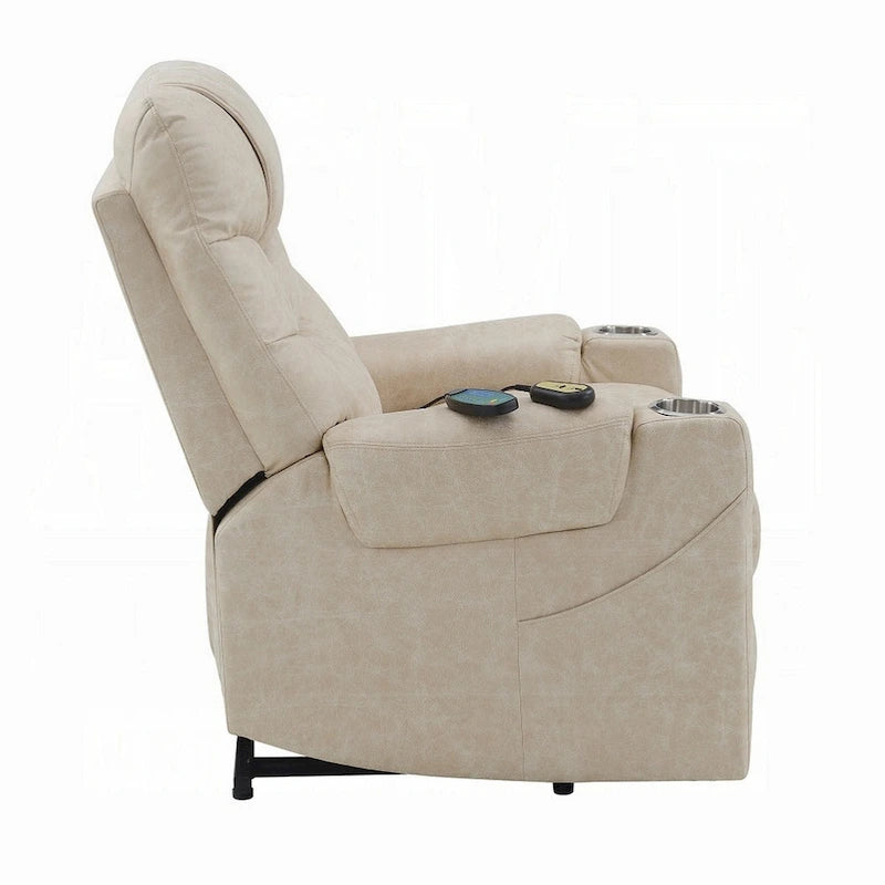 Fauteuil releveur inclinable Aira avec fonction de massage chauffant, en similicuir gris
