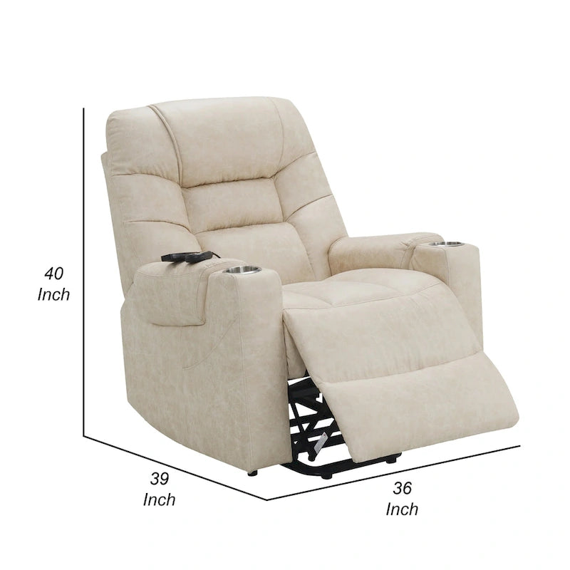 Fauteuil releveur inclinable Aira avec fonction de massage chauffant, en similicuir gris