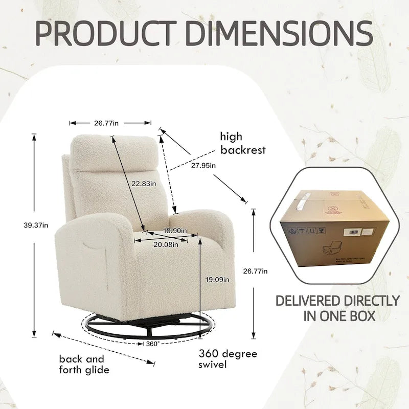Fauteuil à bascule pivotant et inclinable, rembourré, moderne, pour chambre de bébé
