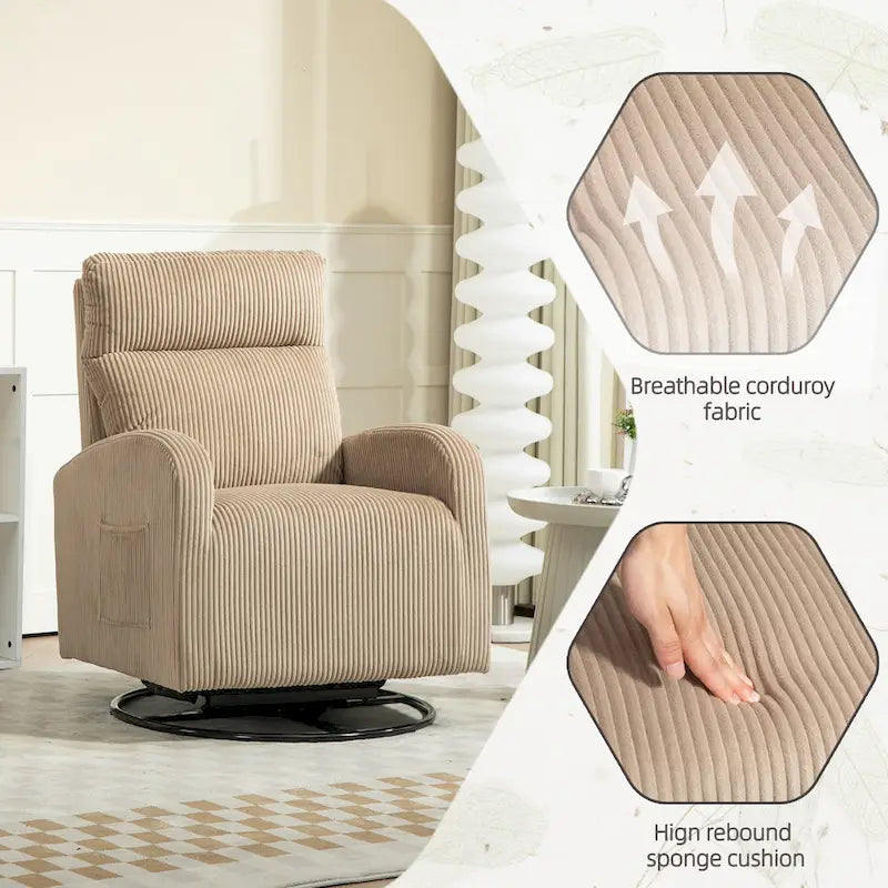 Fauteuil à bascule pivotant et inclinable, rembourré, moderne, pour chambre de bébé