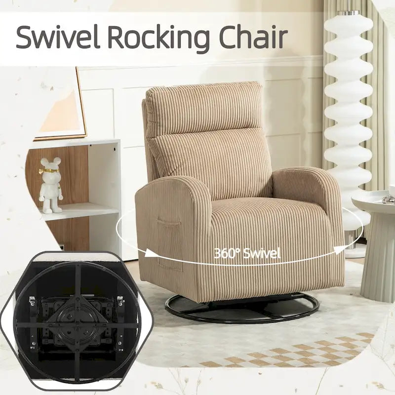 Fauteuil à bascule pivotant et inclinable, rembourré, moderne, pour chambre de bébé