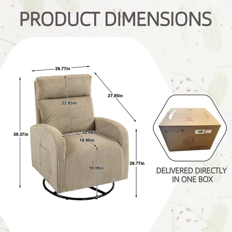 Fauteuil à bascule pivotant et inclinable, rembourré, moderne, pour chambre de bébé