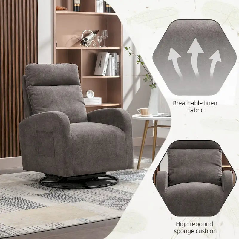Fauteuil à bascule pivotant et inclinable, rembourré, moderne, pour chambre de bébé
