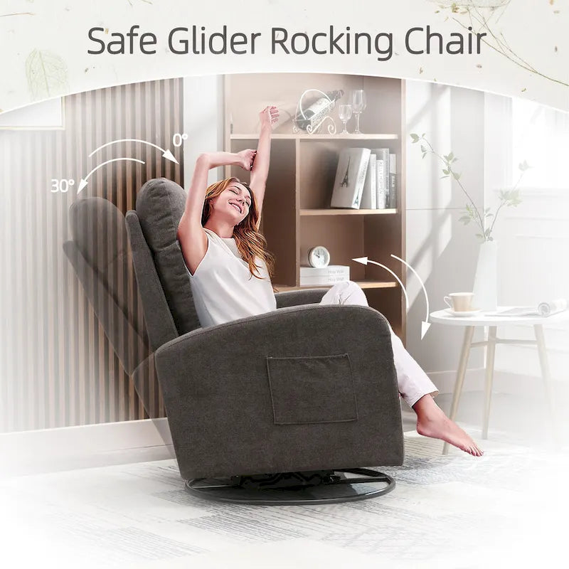 Fauteuil à bascule pivotant et inclinable, rembourré, moderne, pour chambre de bébé