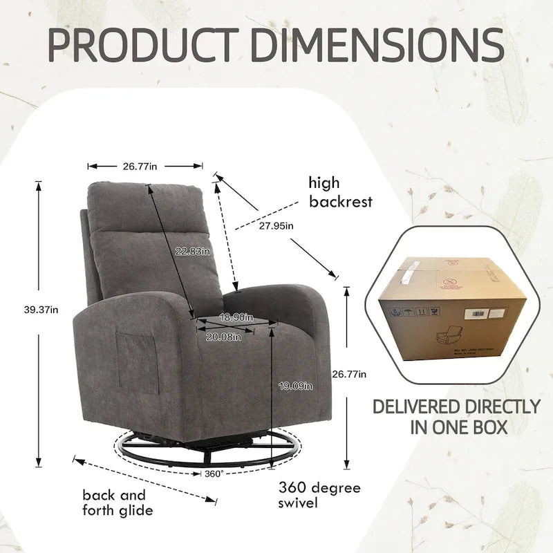 Fauteuil à bascule pivotant et inclinable, rembourré, moderne, pour chambre de bébé