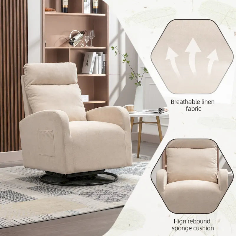 Fauteuil à bascule pivotant et inclinable, rembourré, moderne, pour chambre de bébé
