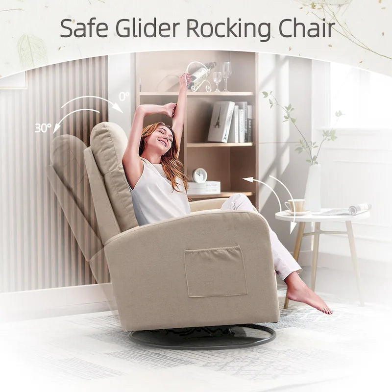 Fauteuil à bascule pivotant et inclinable, rembourré, moderne, pour chambre de bébé