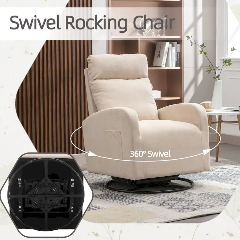 Fauteuil à bascule pivotant et inclinable, rembourré, moderne, pour chambre de bébé