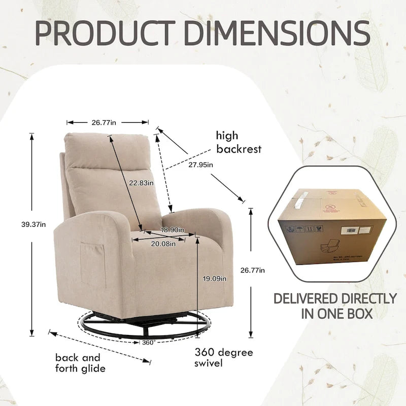 Fauteuil à bascule pivotant et inclinable, rembourré, moderne, pour chambre de bébé
