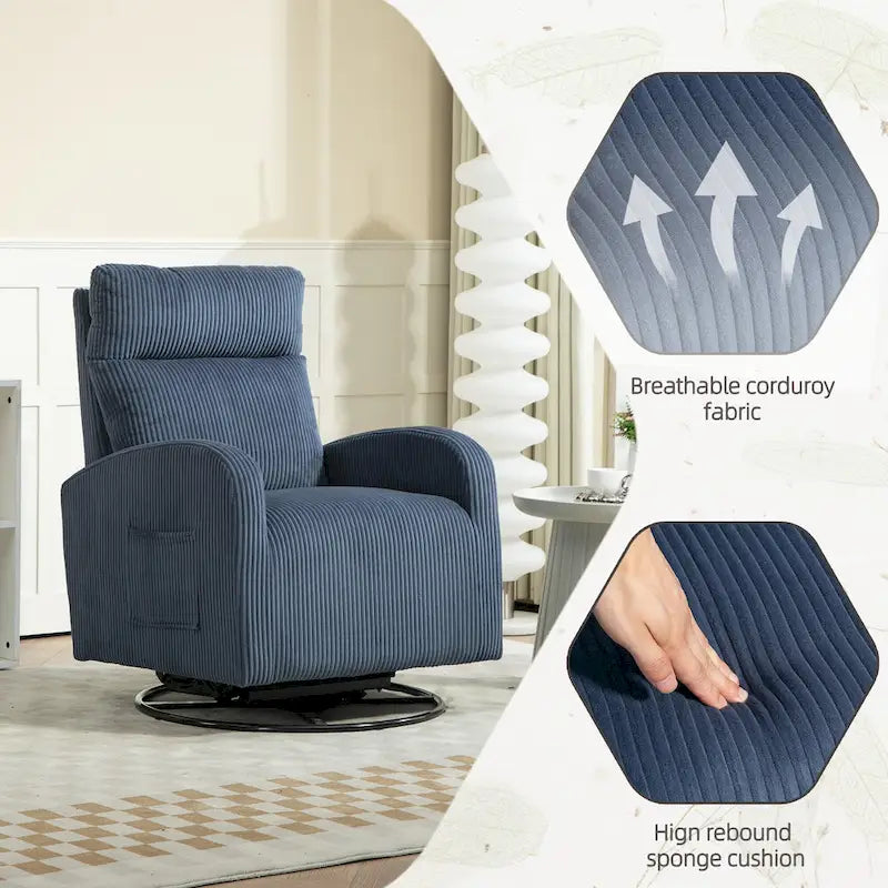 Fauteuil à bascule pivotant et inclinable, rembourré, moderne, pour chambre de bébé