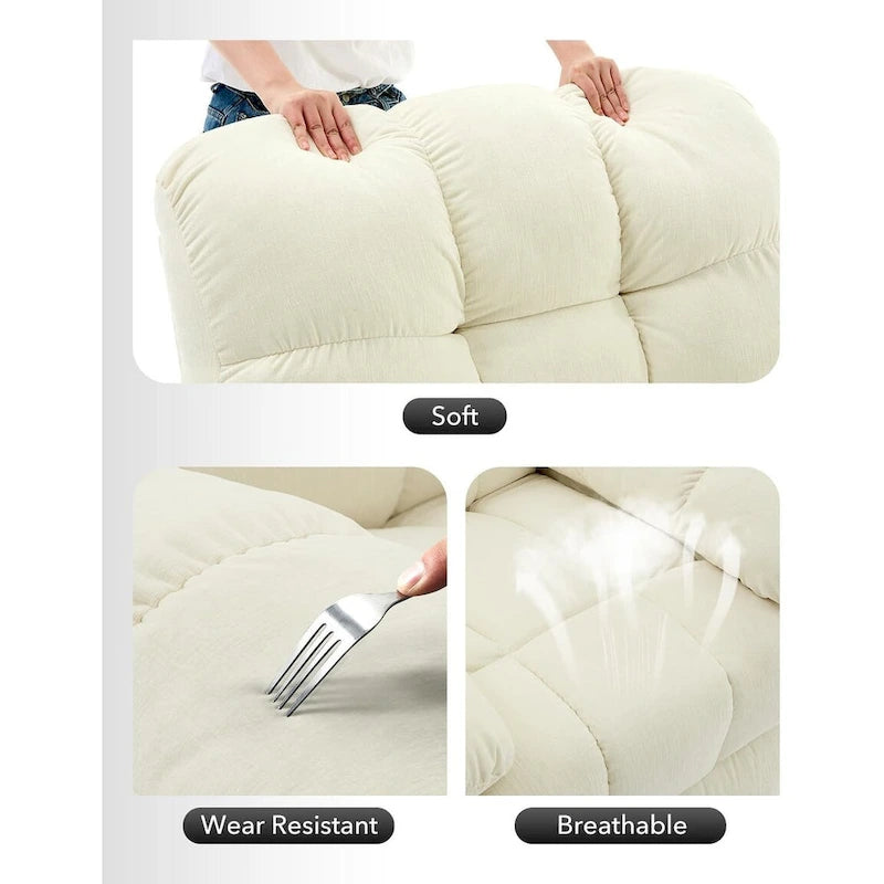 Fauteuil inclinable à bascule, fauteuil à bascule pivotant à 360° pour salon, fauteuil de nurserie rembourré en tissu avec poche latérale