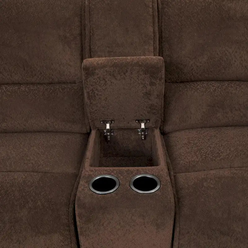 Meubles d'Amérique Sectionnel inclinable Renic moderne marron foncé avec console et ports USB