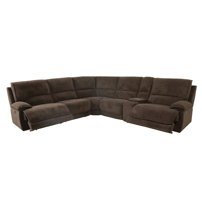 Meubles d'Amérique Sectionnel inclinable Renic moderne marron foncé avec console et ports USB