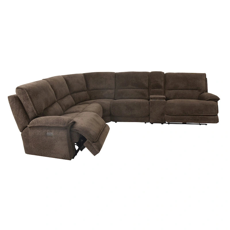 Meubles d'Amérique Sectionnel inclinable Renic moderne marron foncé avec console et ports USB