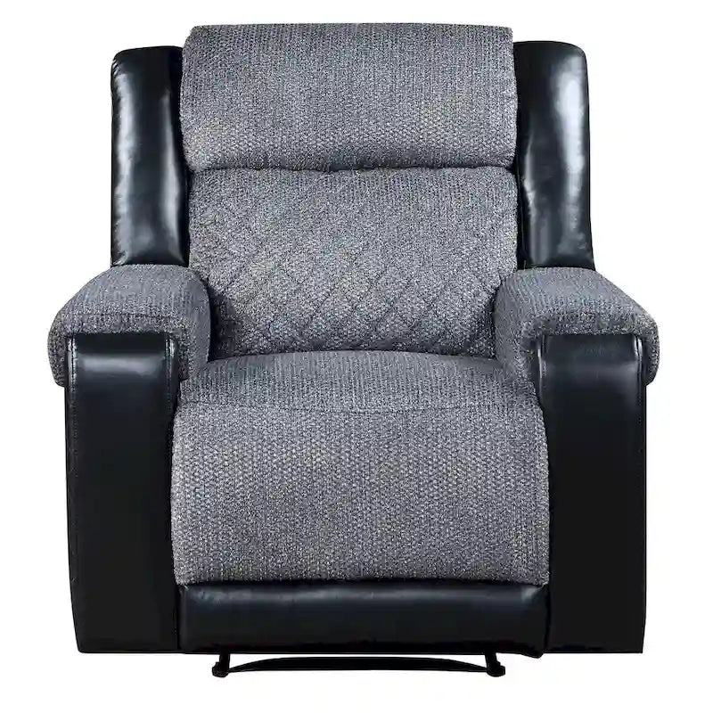 HomeRoots Fauteuil inclinable manuel en Faux Cuir et Tissu Noir et Gris 39