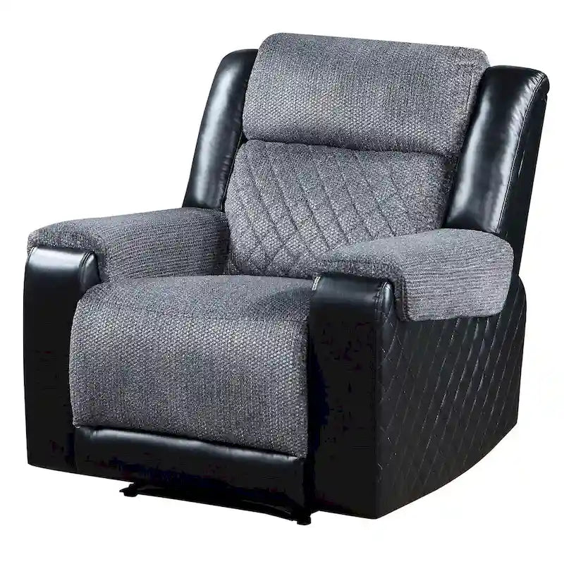 HomeRoots Fauteuil inclinable manuel en Faux Cuir et Tissu Noir et Gris 39