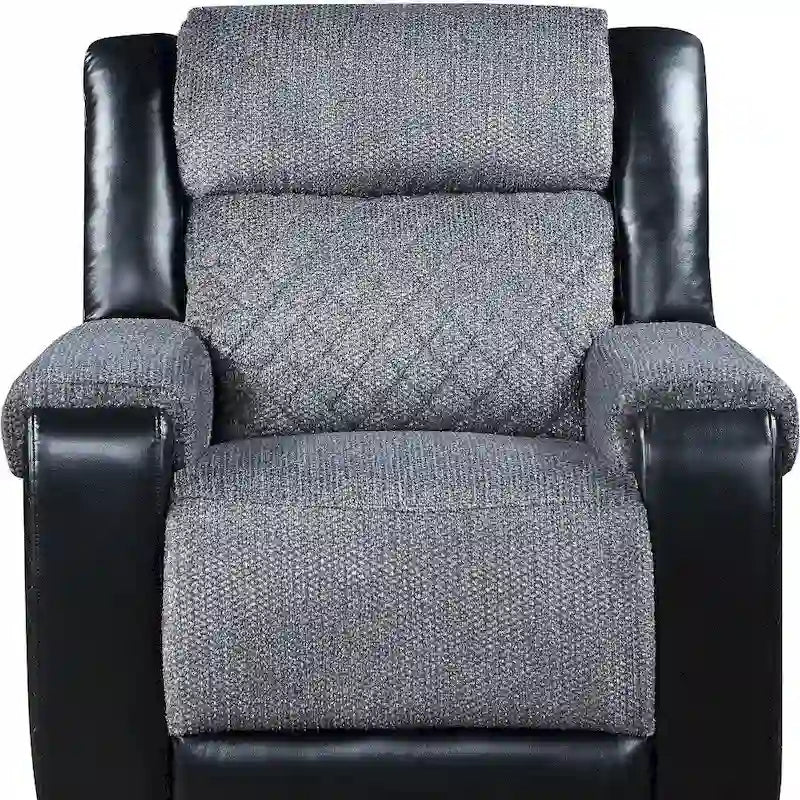 HomeRoots Fauteuil inclinable manuel en Faux Cuir et Tissu Noir et Gris 39