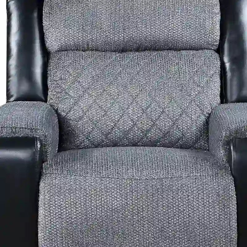 HomeRoots Fauteuil inclinable manuel en Faux Cuir et Tissu Noir et Gris 39