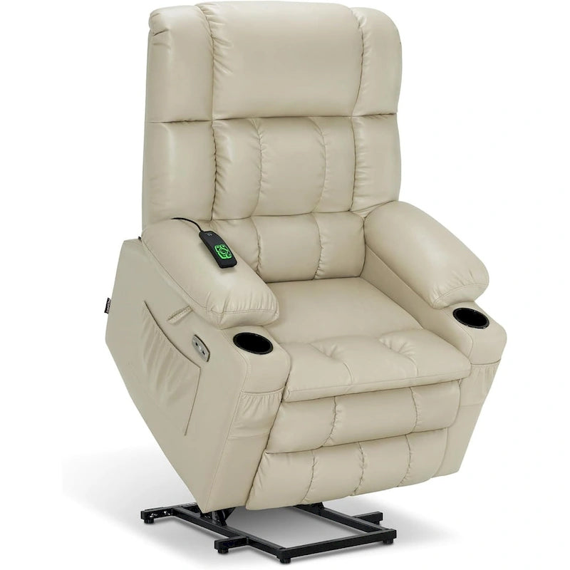 MCombo Grand canapé fauteuil inclinable électrique double moteur avec massage et chaleur pour personnes âgées de grande taille, en similicuir 7896