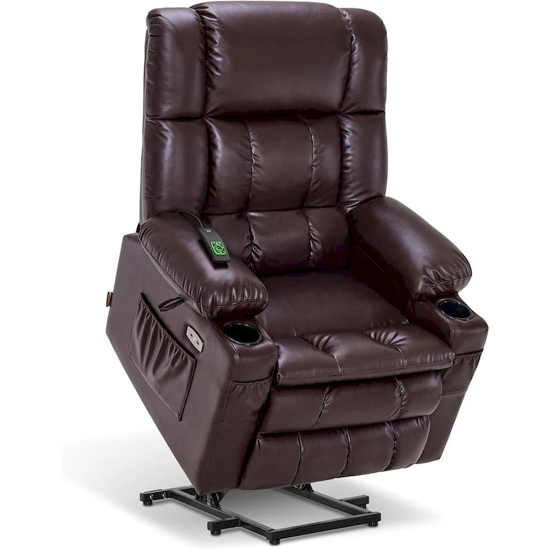 MCombo Grand canapé fauteuil inclinable électrique double moteur avec massage et chaleur pour personnes âgées de grande taille, en similicuir 7896