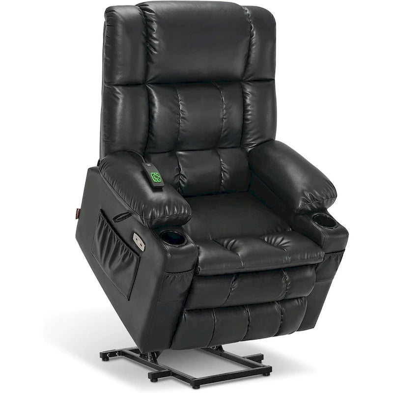 MCombo Grand canapé fauteuil inclinable électrique double moteur avec massage et chaleur pour personnes âgées de grande taille, en similicuir 7896