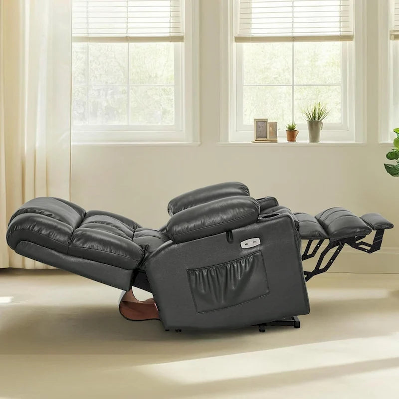MCombo Grand canapé fauteuil inclinable électrique double moteur avec massage et chaleur pour personnes âgées de grande taille, en similicuir 7896