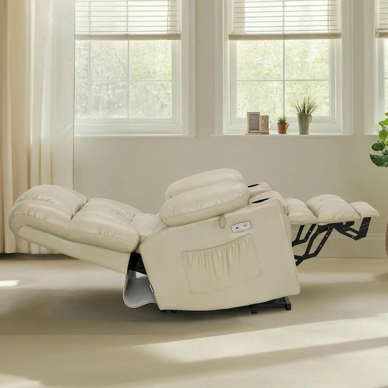 MCombo Grand canapé fauteuil inclinable électrique double moteur avec massage et chaleur pour personnes âgées de grande taille, en similicuir 7896