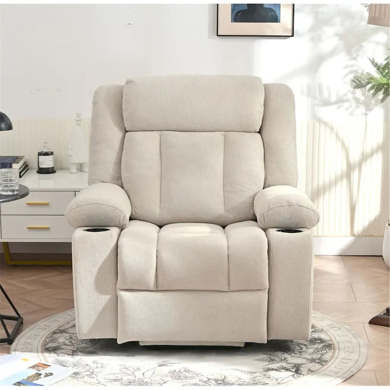 Fauteuil inclinable releveur électrique en velours flocon de neige avec repose-pieds étendu
