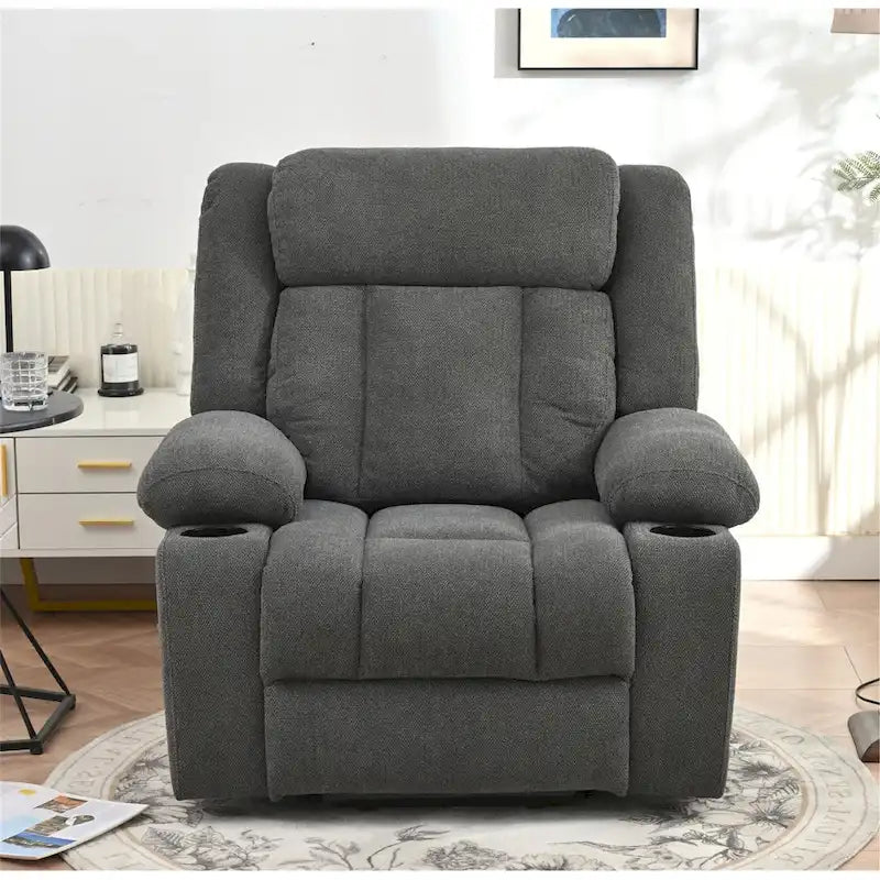 Fauteuil inclinable releveur électrique en velours flocon de neige avec repose-pieds étendu