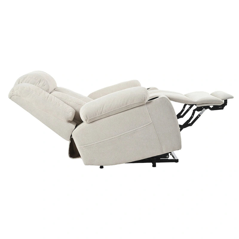 Fauteuil inclinable releveur électrique en velours flocon de neige avec repose-pieds étendu